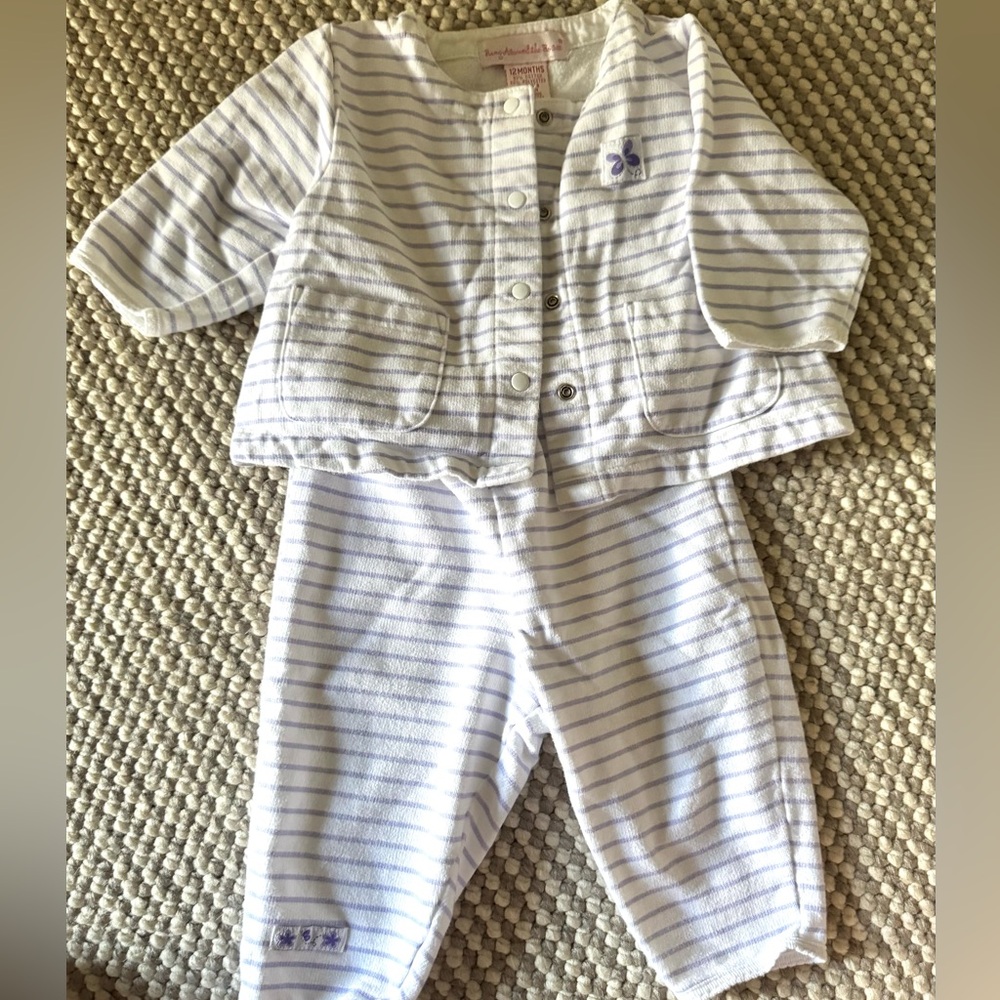 Ring Around the Rosie Baby Two-Piece Set in White and Light Lavender